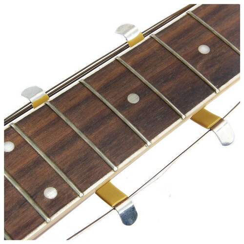 4Pcs Metal String Spreaders Guitar Luthier Tool for Cleaning Fretboard Yellow 2