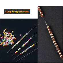 60 Pcs Beading Needles Set 5 Size 20 Pcs Eye Needles and 40 Pcs Long Straight Needles with Bottle for Easy Threading