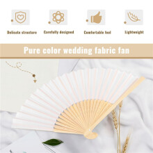 10 x tela de seda blanca abanico + bambu con favores de la boda bolsa de regalo moussline danza escribiendo pintura personalizada