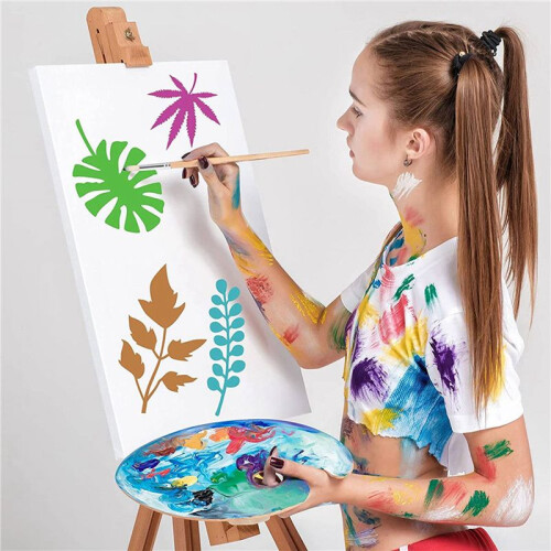 32 Pieces Leaves Stencil Reusable Sheet Painting Stencil Sheet Wall Stencil Leaf Pattern Template Tropical Leaf Reusable 2