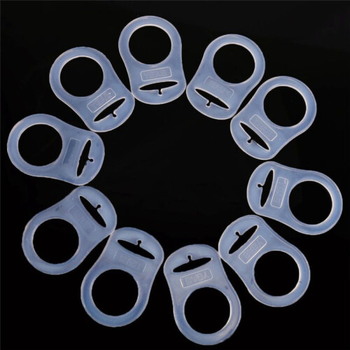30 Pcs Button Silicone Ring Mam Pacifier Holder Mannequin Clip Adapter Transparent 2