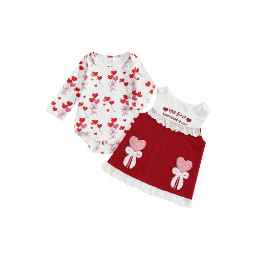 (6-12 Months, Red) Conjunto de 2 San Valentín.