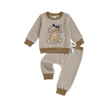(6-12 Months, Coffee) Conjunto de primavera cintura elástica.
