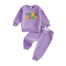 (0-6 Months, Purple) Conjunto de dos Mardi Gras.