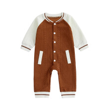 (0-3 Months, Khaki) Salopă tricotată de primăvară pentru băieți, cu mânecă lungă, guler rotund, lungime completă, colorată