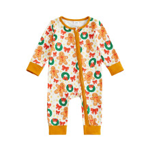 (0-3 Months, Brown) Baby-Overall für Mädchen, langärmelig, Weihnachten Lebkuchenmann-Strampler