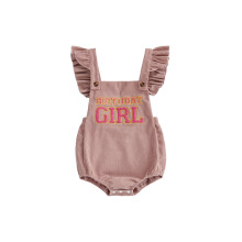 (12-18 Months, Pink) Baby-Strampler für Mädchen, ärmellos, Buchstabenstickerei, süßer Bubble-Jumpsuit, Herbst Geburtstagsmotiv