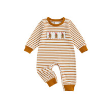 (3-6 Months, Brown) Hanorac Crăciun copii boys girls romper dungi brodate mânecă lungă salopetă drăguță iarnă toamnă haine