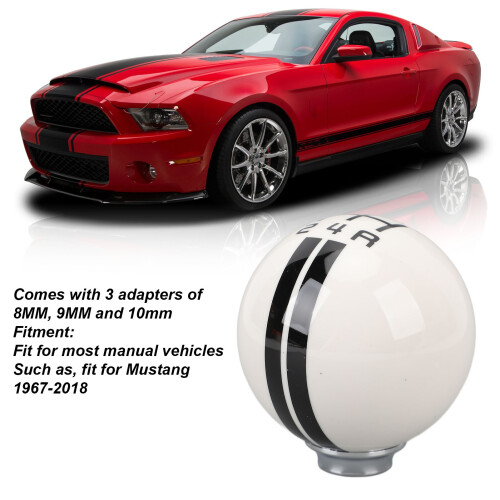 White Black 5 Speed Manual Shift Knob for Mustang 1