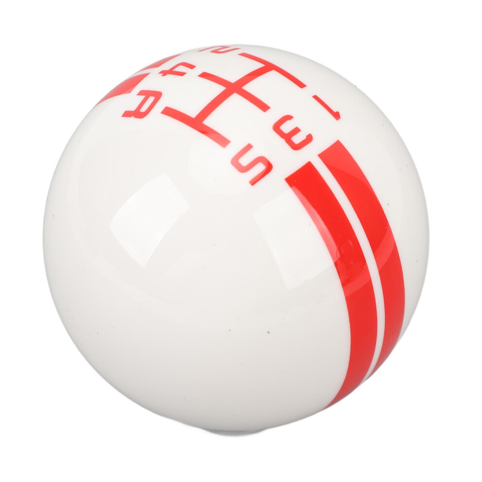 Manual Gear Shift Knob 5 Speed Round Ball For Mustang Color White/Red 9411386525956