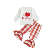 (3-4 Years, White) Conjunto de pantalón para niña, sudadera con capucha y pantalones acampanados. Ropa para el Día de San Valentín.