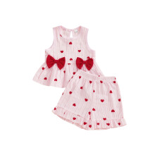 (12-18 Months, Pink) Set de vară scurți volanati.