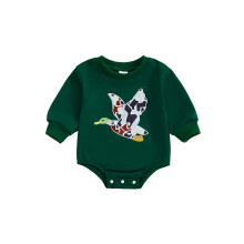 (3-6 Months, Army Green) Bebeluși băieți toamna hanorac salopetă cu mânecă lungă O-gât camuflaj rață broderie Romper