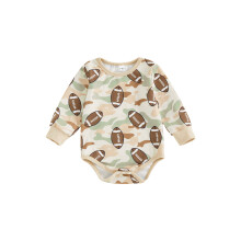(3-6 Months, Khaki) Tutina autunnale per neonati, vestibilità ampia, elegante, con stampa mimetica da rugby, girocollo, maniche lunghe.
