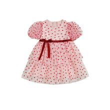 (18-24 Months, Pink) Vestido de corazón para bebé niña, moderno y adorable, de tul con mangas cortas, ideal para San Valentín.