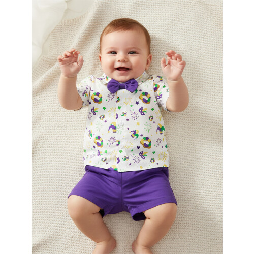 (18-24 Months, Purple) Σετ κοντομάνικου πουκαμίσου και αγόρια. 2
