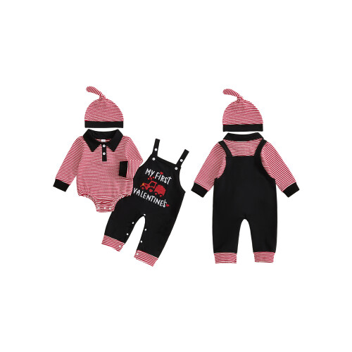 (0-3 Months, Black) Ensemble bébé garçon la Saint-Valentin. 1