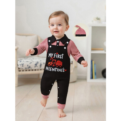 (9-12 Months, Black) Ensemble bébé garçon la Saint-Valentin. 2