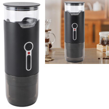 Rechargeable Mini Coffee Maker 15 Bar USB Portable Wireless Black