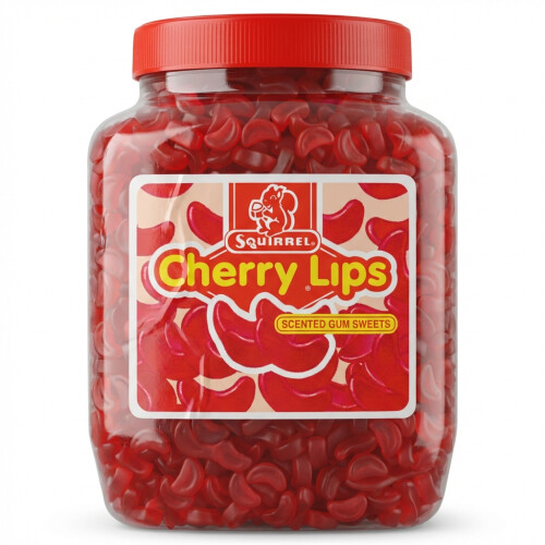 Squirrel Cherry Lips 2.25kg Jar - Traditional Fruity Floral Gums Bulk Sweets