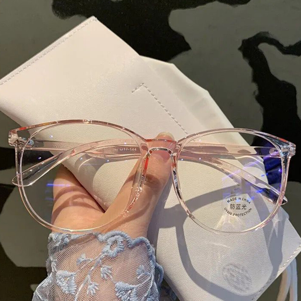 Penghui-Toys Pink/Blue/Light (Transparent Transparent Powder) Retro Blocking Glasses For Gaming & Reading