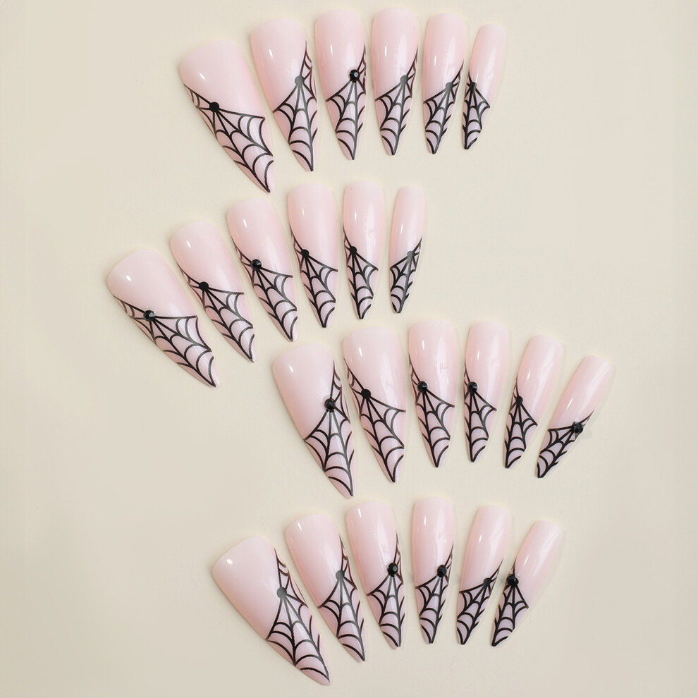 Penghui-Toys Spiderweb French Fake Nails For Women