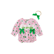(3-6 Months, Pink) 2-teiliges Frühlingsoutfit für Babys: Strampler mit Puffärmeln, Rundhalsausschnitt und Schleifen, inkl. Stirnband