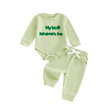 (0-3 Months, Light Green) 2-delige babyoutfit voor elastische tailleband.