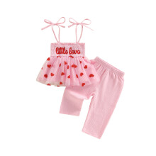 (3-4Y, Pink) Σετ τοπ με Άγιο Βαλεντίνο