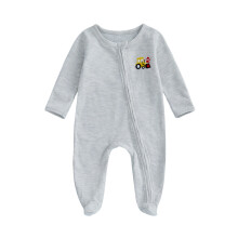 (3-6 Months, Gray) Salopetă bebeluși Ziua Îndrăgostiților, mânecă lungă, guler rotund, fermoar, lungime completă