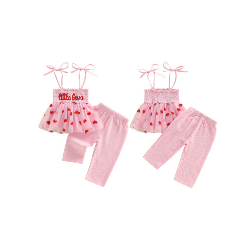 (4-5Y, Pink) Σετ τοπ με Άγιο Βαλεντίνο 1