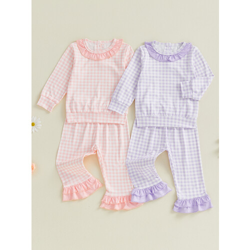 (6-12 Months, Purple) Σετ παντελονιών 2 μακριά μανίκια 2