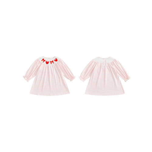 (18-24 Months, Pink) Φόρεμα για νήπια λαιμόκοψη, ριγέ. 1