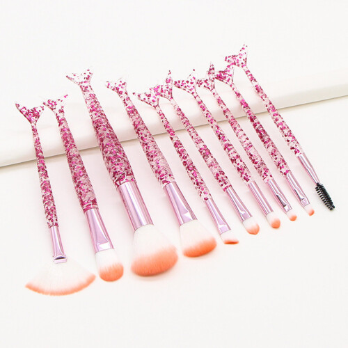 (red) Mermaid Makeup Brushes for Powder & Cream