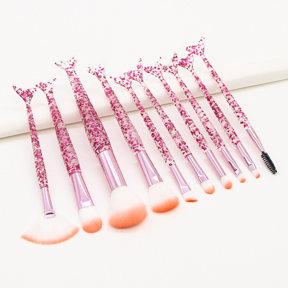 Dcph-Clothing (Red) Mermaid Makeup Brushes For Powder & Cream