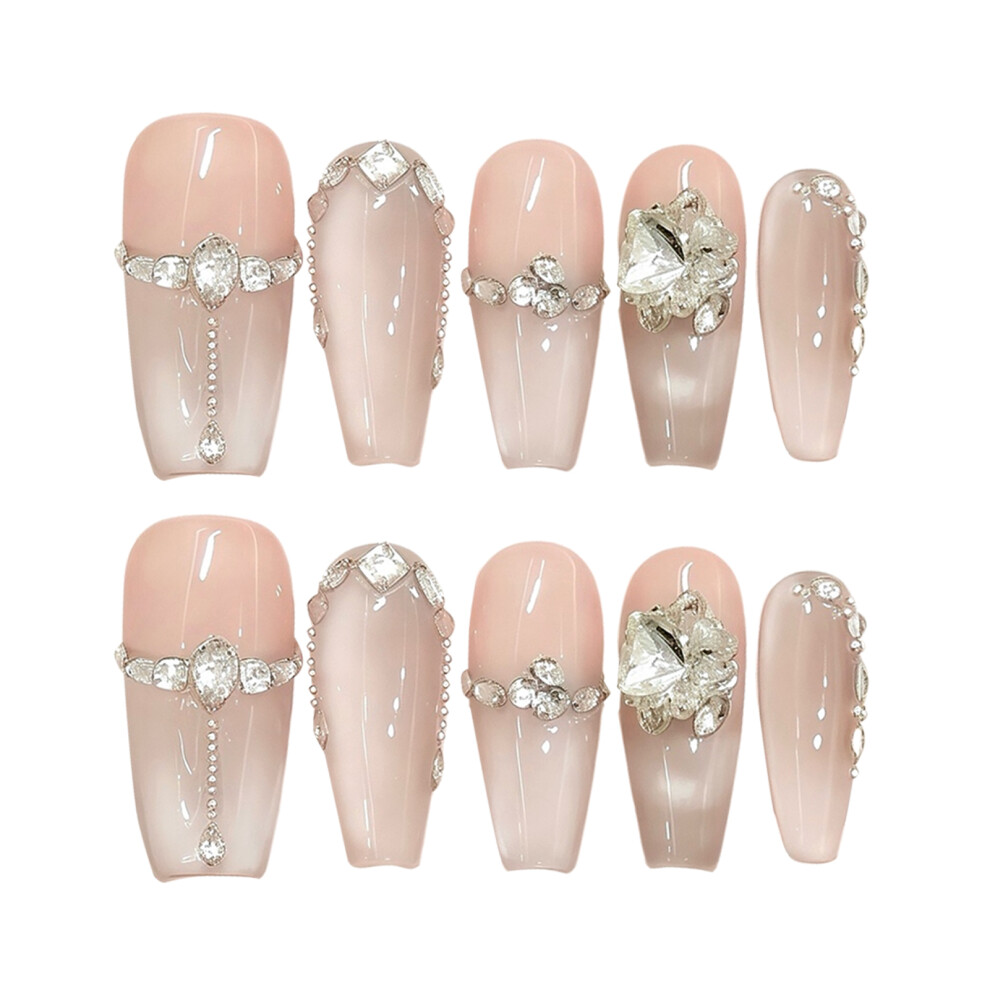 Penghui-Toys Pink (367) Cat Eye Press-On Nails, Light Salon Quality