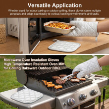 (Silver, A Set Of) Heat-Resistant BBQ Oven Mitt for Grilling & Baking