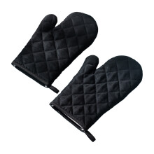 (Black, A Pair) Heat-Resistant BBQ Oven Mitt for Grilling & Baking