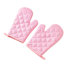 (Pink, A Pair) Heat-Resistant BBQ Oven Mitt for Grilling & Baking