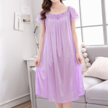 (Light Purple) Soft Crew Collar Nightgown for Adults & Youth
