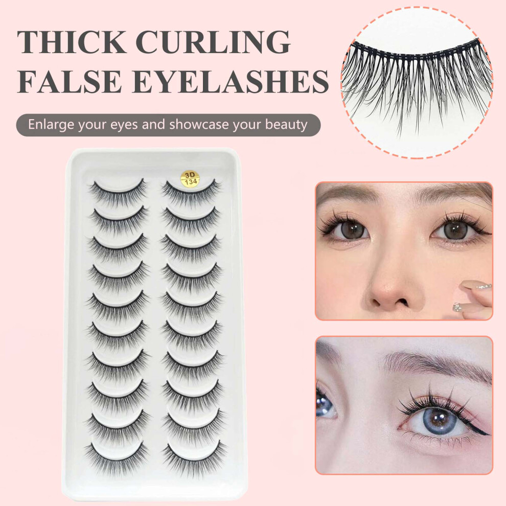 Penghui-Toys Fluffy False Lashes - 10 Pairs, Soft & Non-Irritating