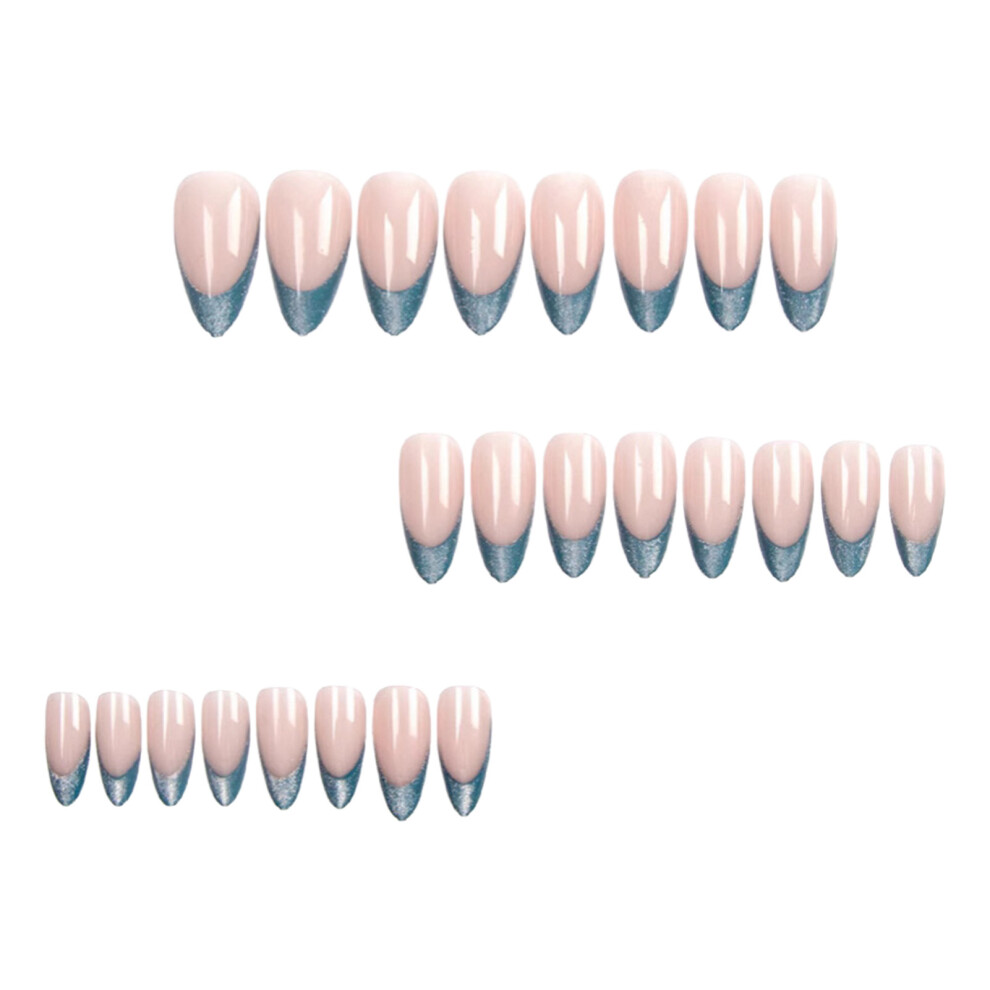 Zhouq-Outdoors 24Pcs Nude Almond Fake Nails With Cat Eyes Tip