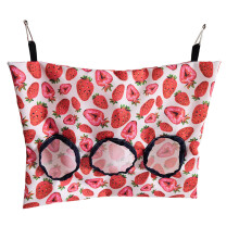 (Strawberry) Rabbit Hay Feeder Hanging Bag for Pets