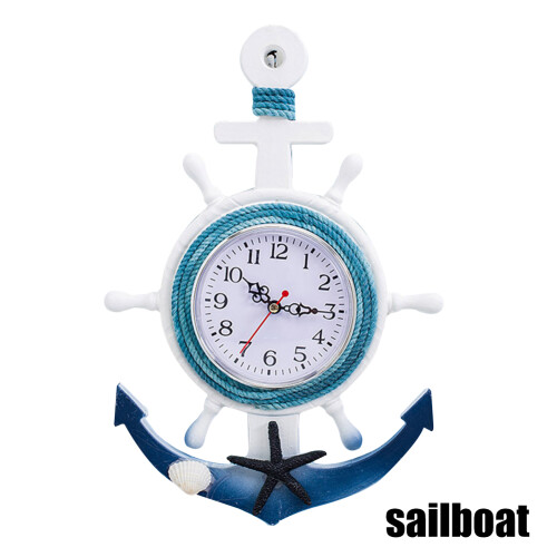 (Sailboat) Creative Anchor Wall Clock for Home Decor 1