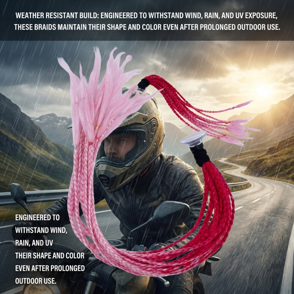 ( Pink) Motorcycle Helmet Braid Hair Decoration With Suction Cup Red/Pink 6253032994623