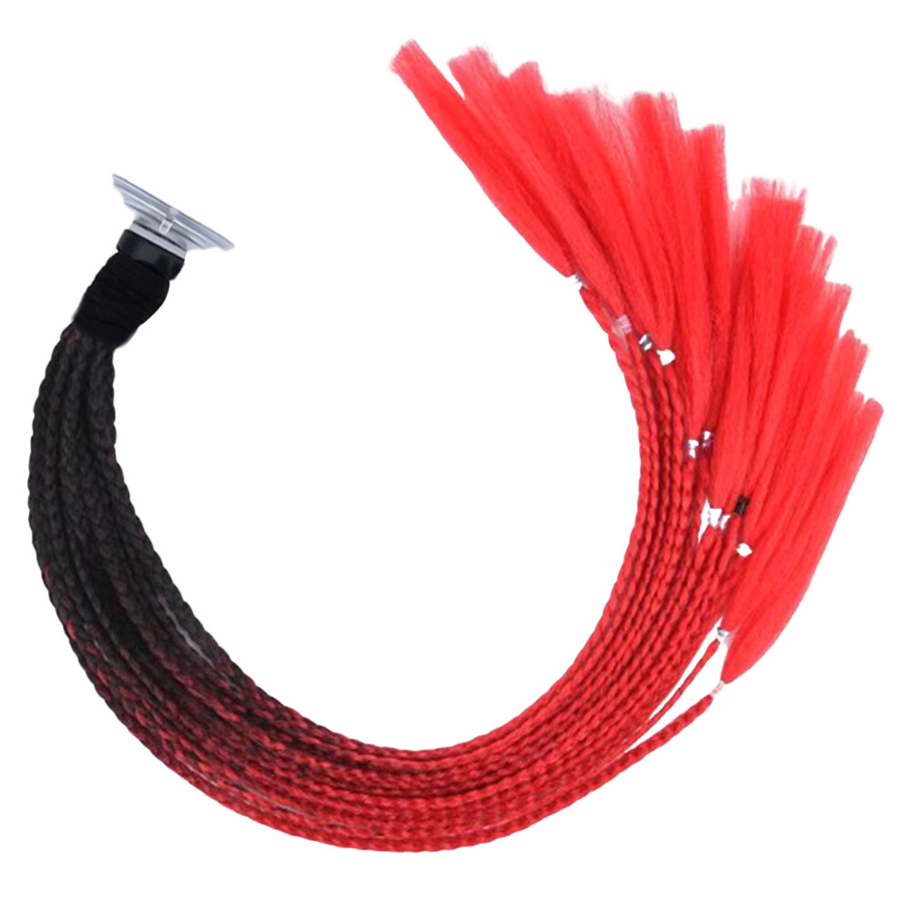 (+Red) Motorcycle Helmet Hair Braids With Suction Cup Black/Red 6017806817668