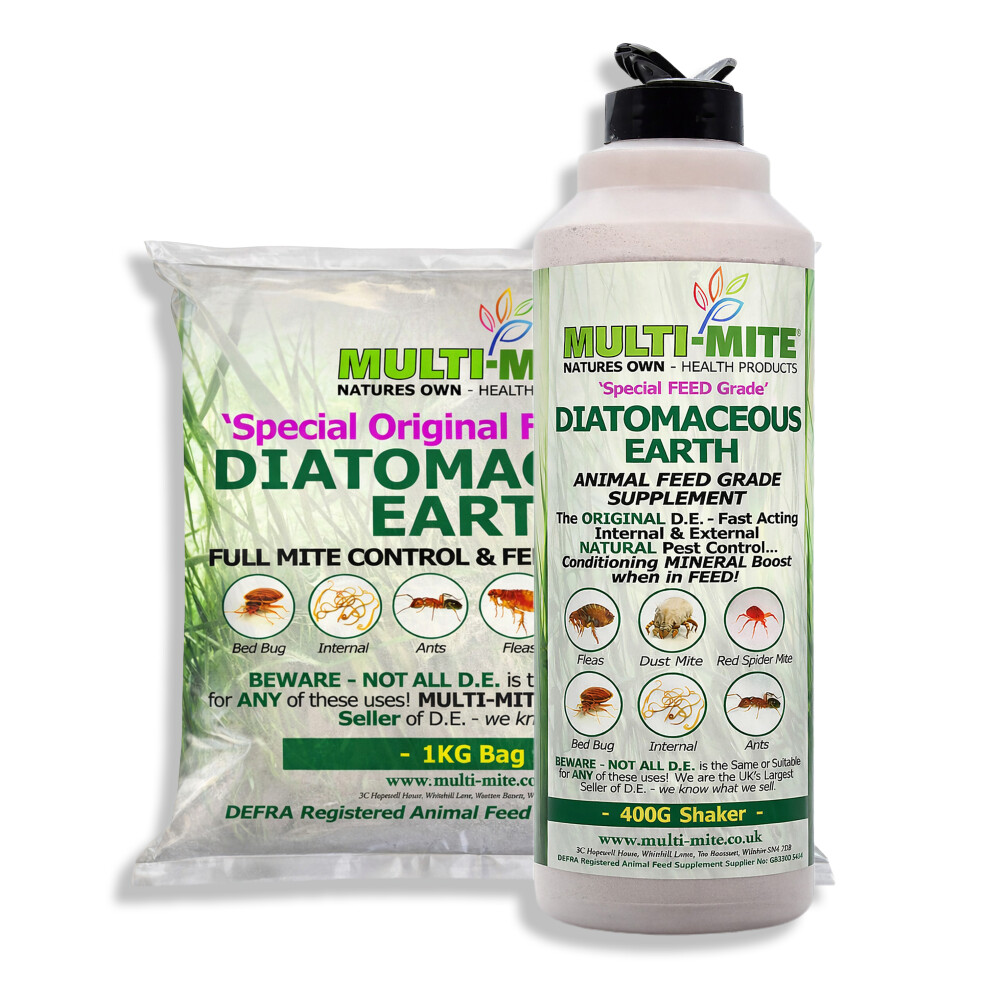 Multi-Mite Multi Mite 1Kg & 400G Shaker Feed Grade Diatomaceous Earth (De)