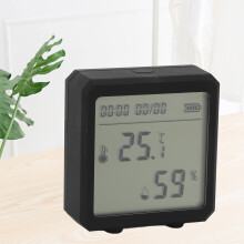 Wireless LCD Hygrometer Thermometer for Indoor, Black, 6x6.3cm