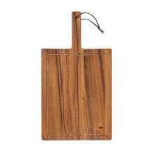 Tala Large Lacquered Acacia Chunky Handled Board with Groove & Leather Tie