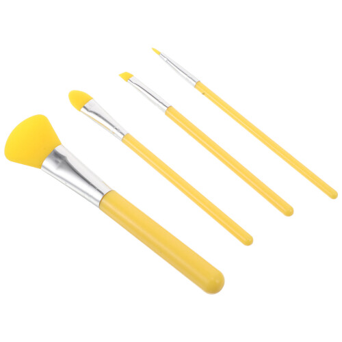 4Sets Yellow Silicone Makeup Brushes Soft Face Applicator for Home Use